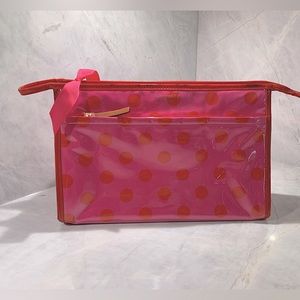 Kate Spade pink with red hearts large cosmic bag